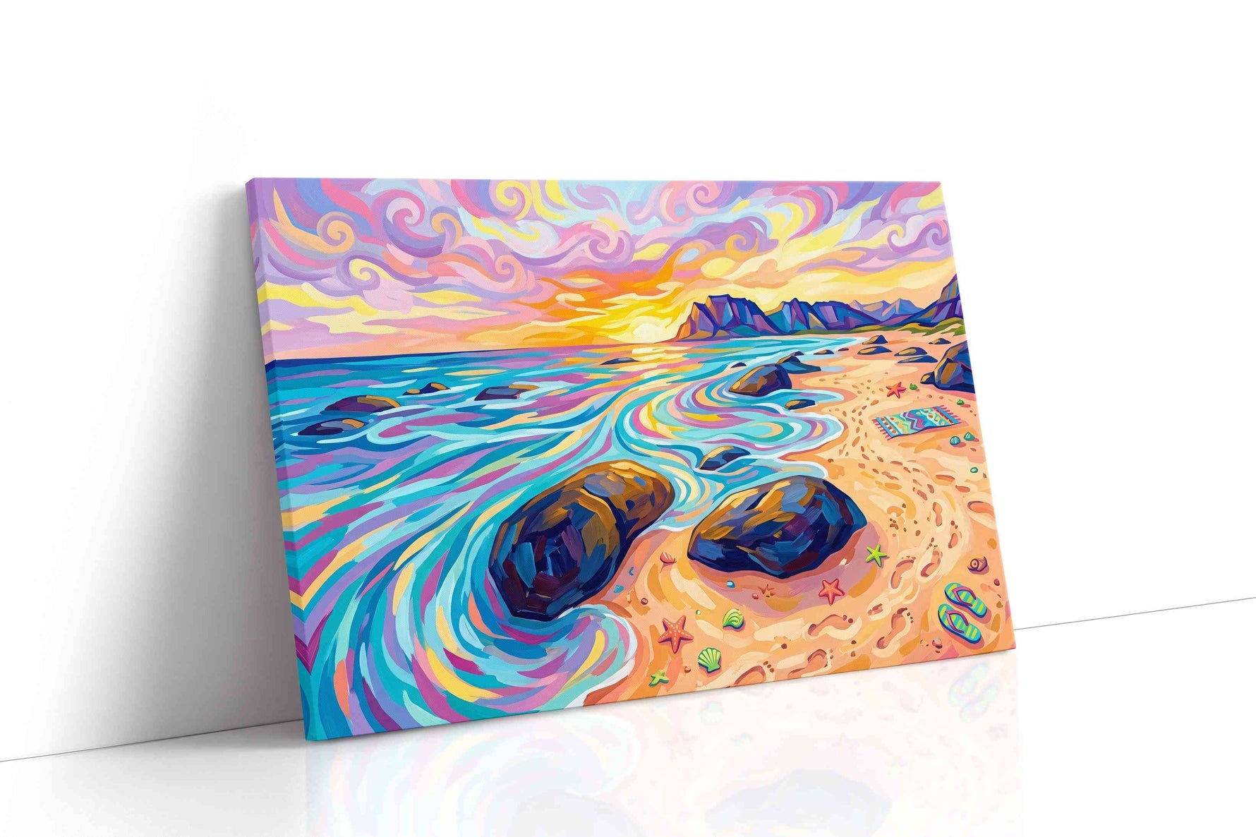 Dreamscape Shores at Sunset beach canvas print, gallery-wrapped, ready to hang