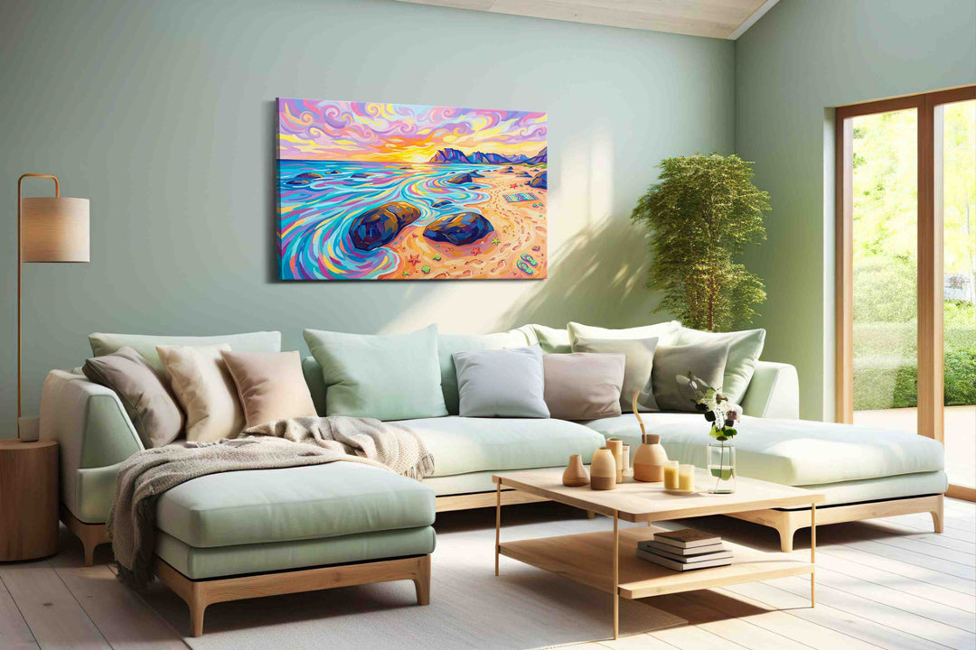 Dreamscape Shores at Sunset - Beach Wall Art, Coastal Canvas Print, Tropical Decor