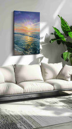 Eternal Sunrise Symphony ocean canvas print, on wall, lifestyle preview