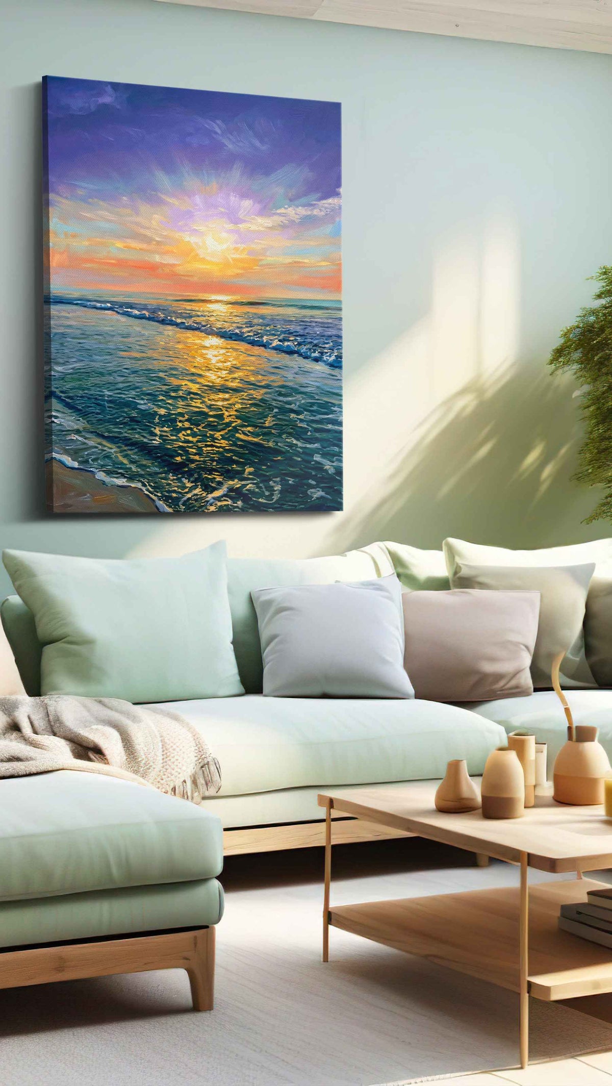 Eternal Sunrise Symphony ocean canvas print, hanging on wall