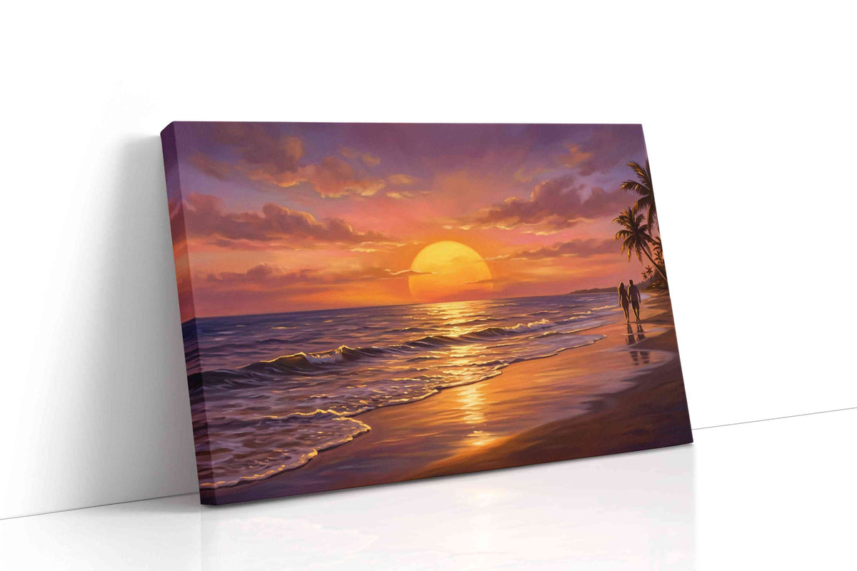 Golden Sunset Reverie beach canvas print, gallery-wrapped, ready to hang