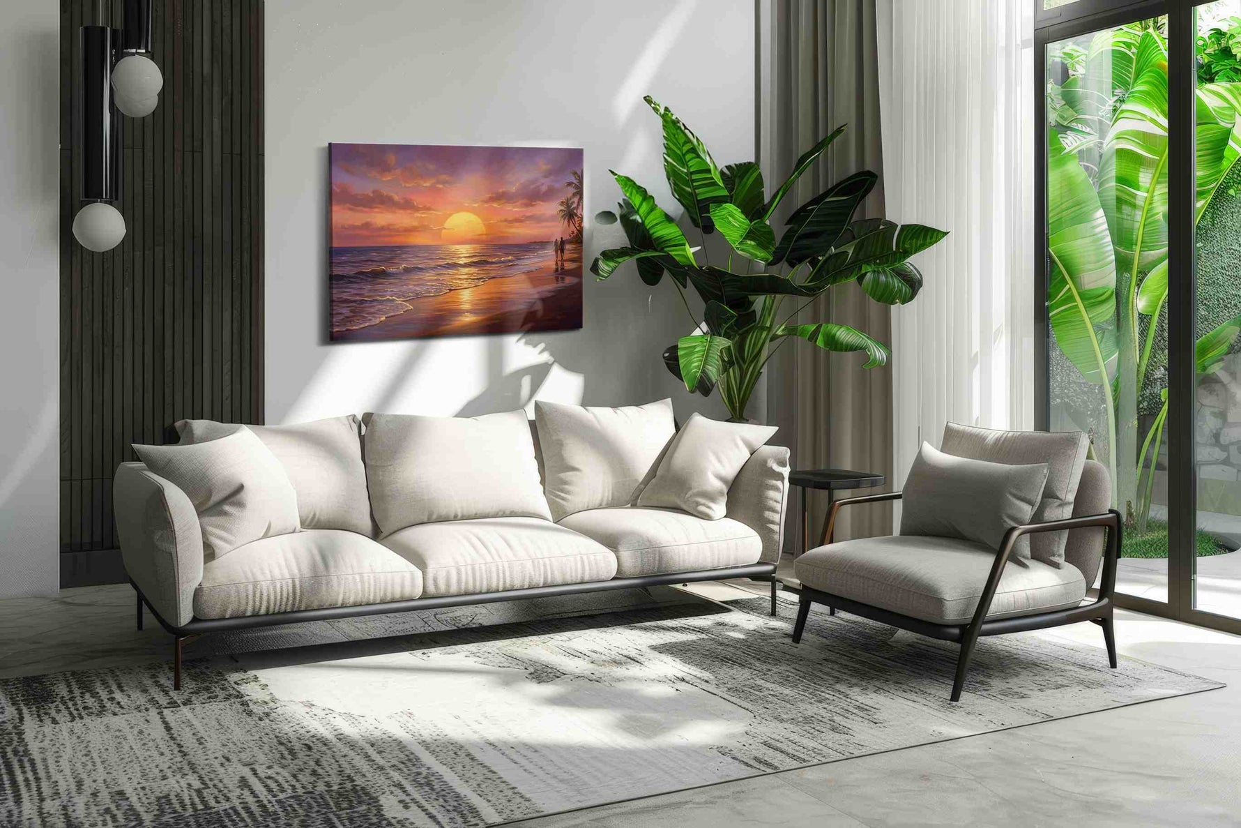 Golden Sunset Reverie beach canvas print, on wall, lifestyle preview