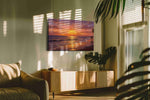 Golden Sunset Reverie beach canvas print in a contemporary interior mockup
