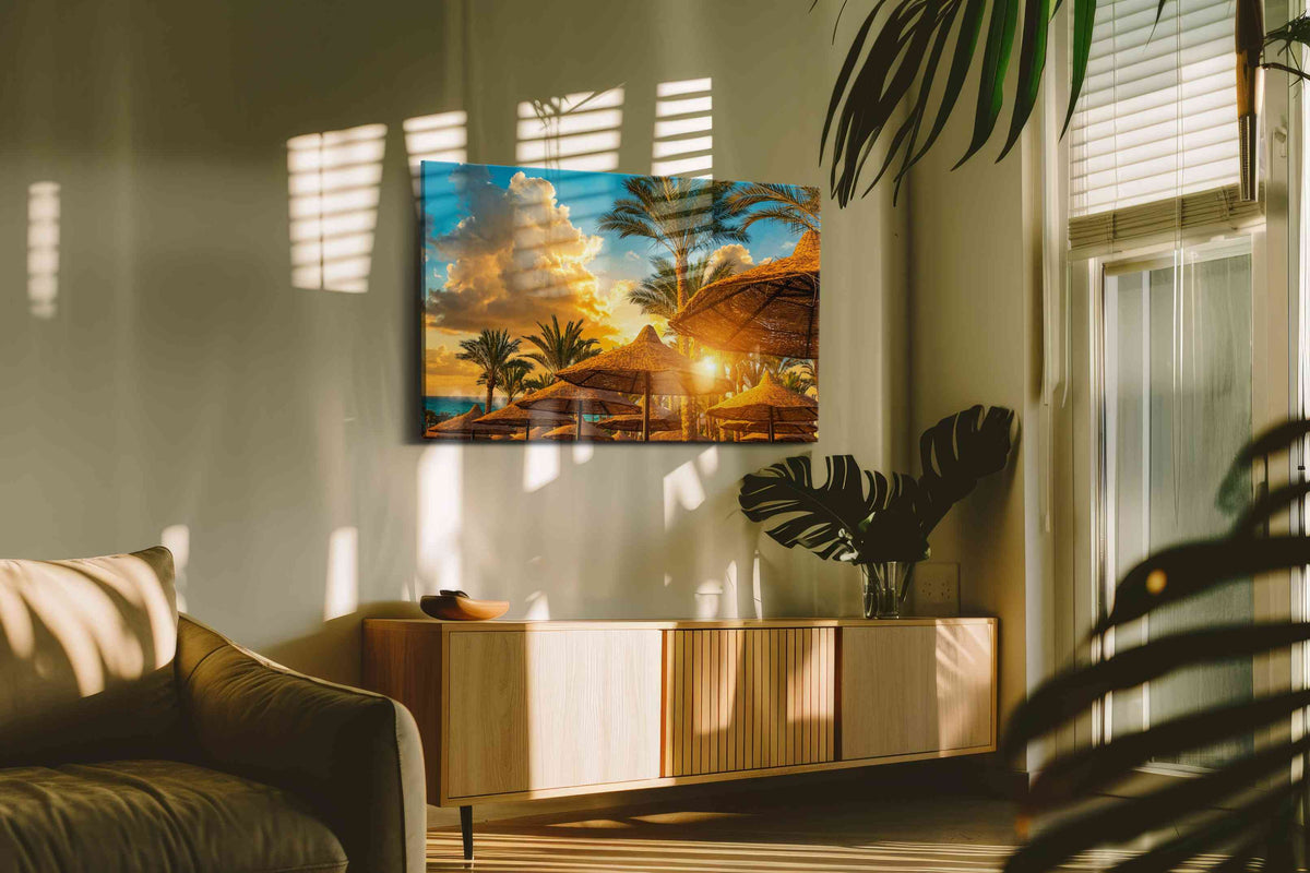 Golden Tropics Serenade summer canvas print, on wall, lifestyle preview