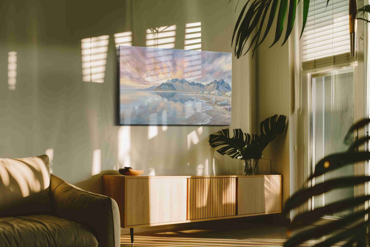 Seaside Serenity at Dusk beach canvas print, on wall, lifestyle preview