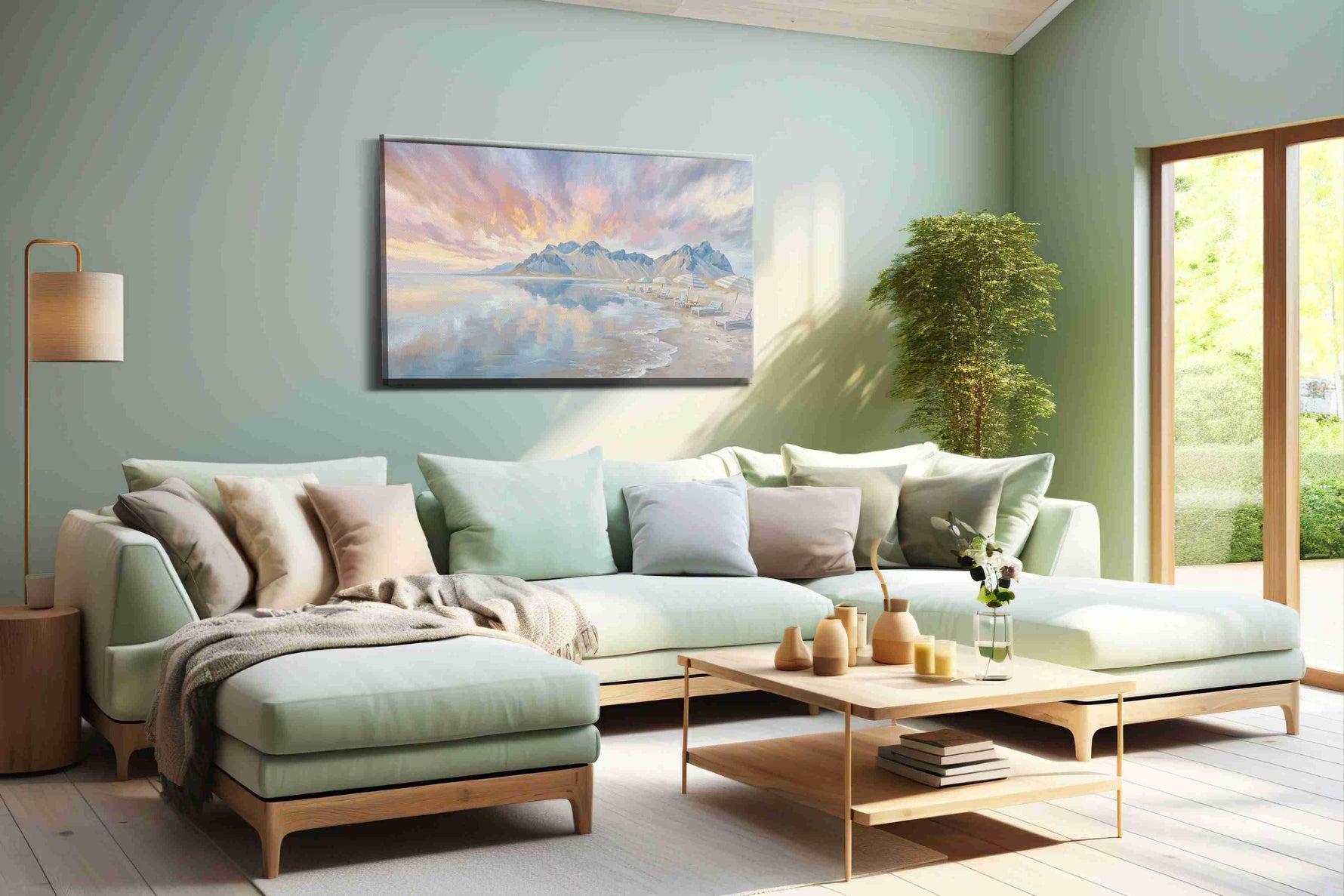 Seaside Serenity at Dusk beach canvas print, hanging on wall