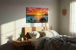 Serenade of the Dusk Waves summer canvas print, displayed in a bedroom