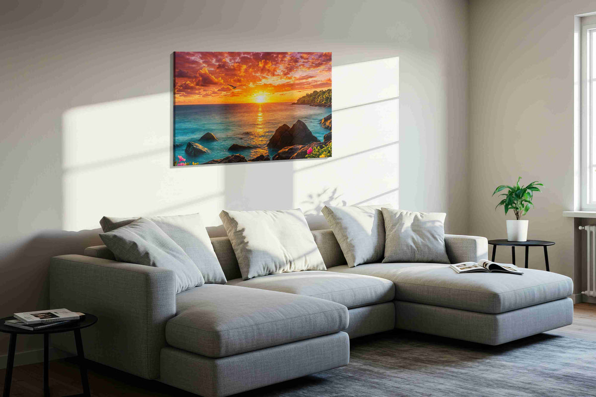 Serenade of the Dusk Waves summer canvas print, displayed in a living room