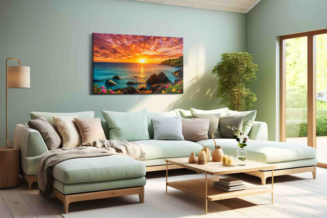 Serenade of the Dusk Waves - Summer, Summer Wall Art, Seasonal Canvas Print, Bright Decor