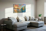 Sunlit Surf Symphony beach canvas print, displayed in a living room