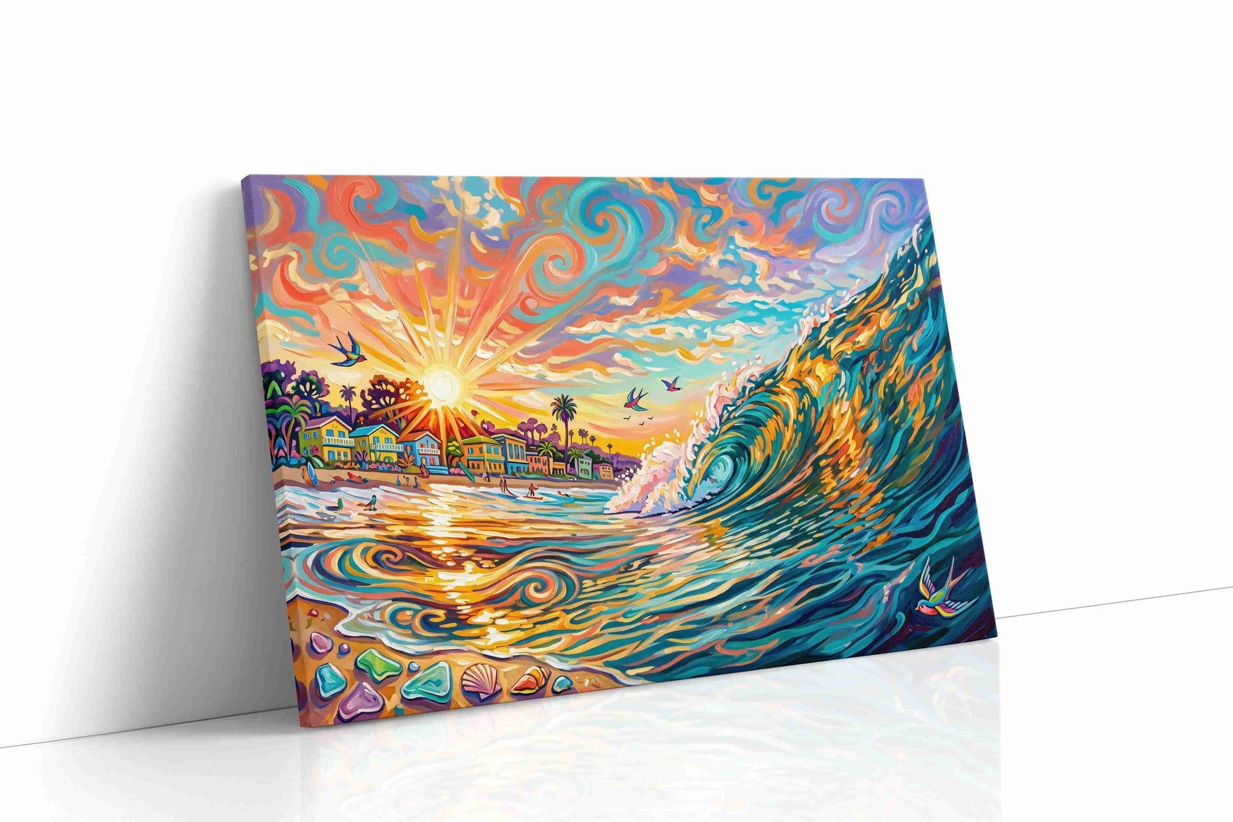Sunlit Surf Symphony beach canvas print, gallery-wrapped, ready to hang