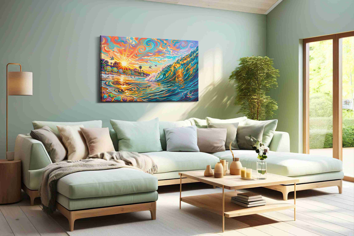 Sunlit Surf Symphony - Beach Wall Art, Coastal Canvas Print, Tropical Decor