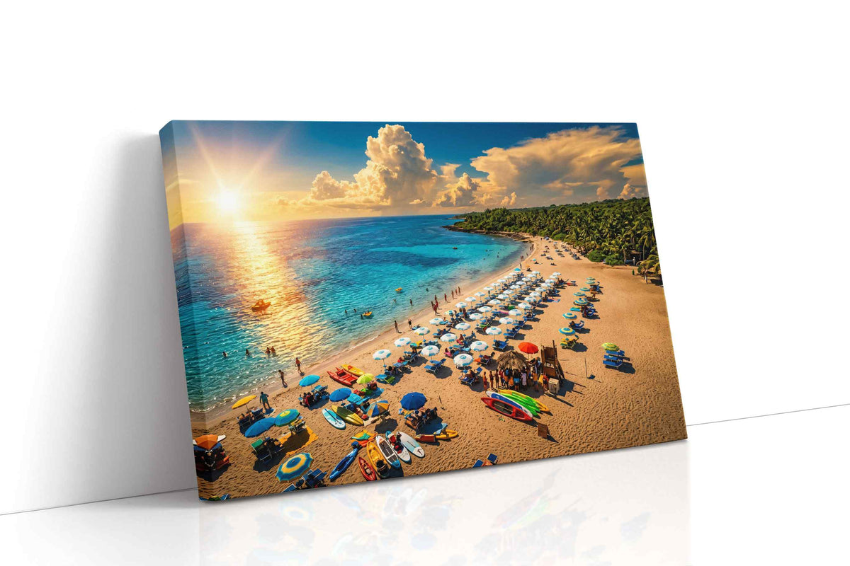 Sunset Paradise Beach Bliss summer canvas print gallery-wrapped landscape canvas studio shot