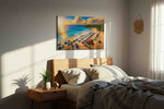 Sunset Paradise Beach Bliss summer canvas print, displayed in a bedroom