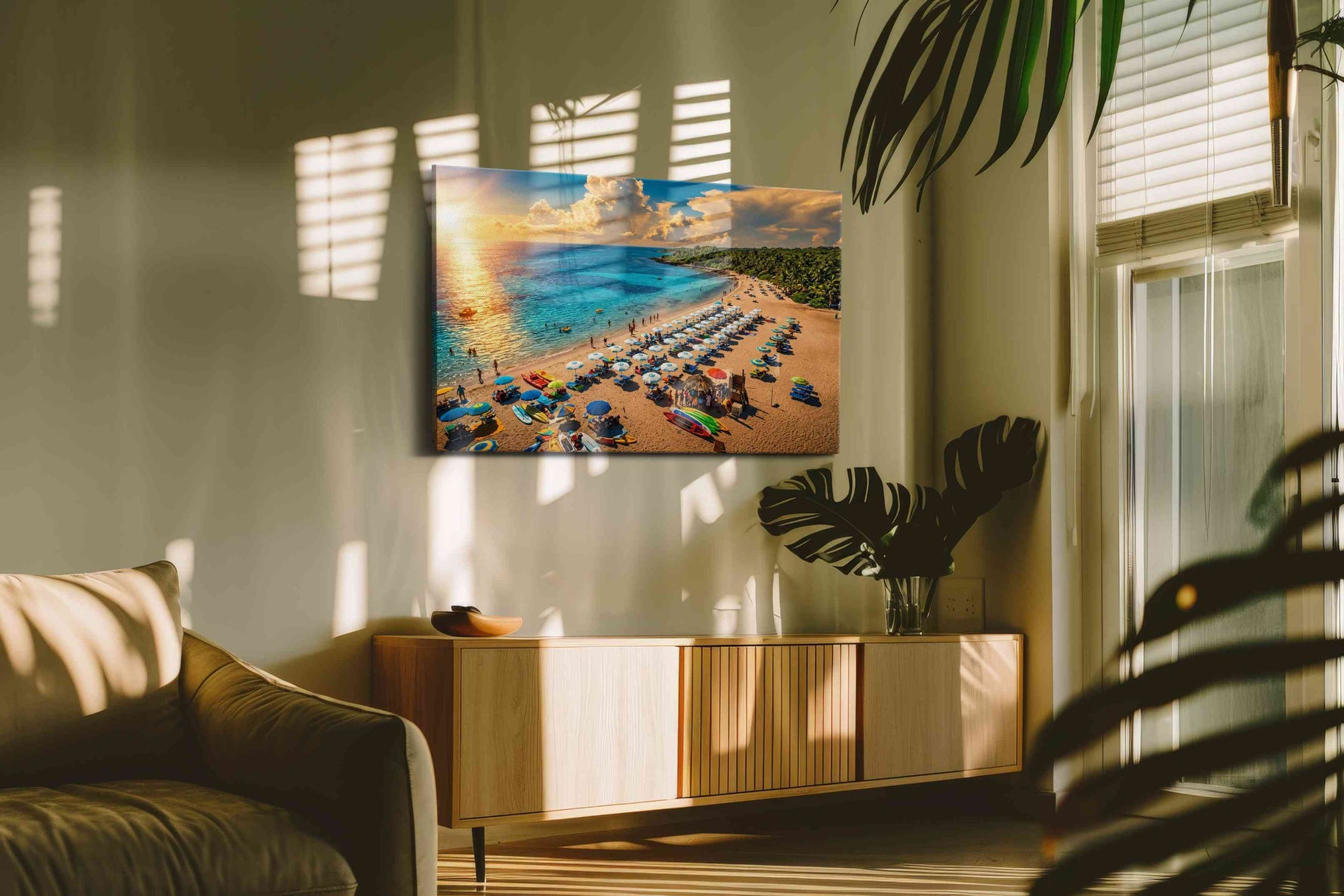 Sunset Paradise Beach Bliss summer canvas print, hanging on wall