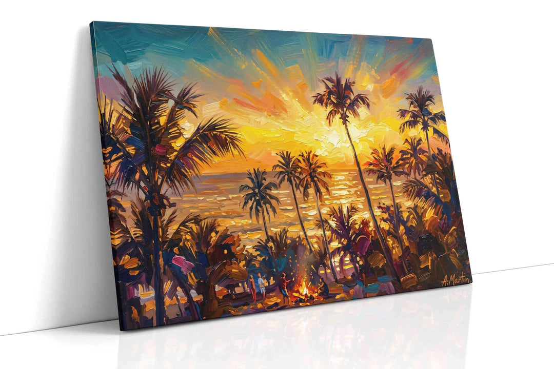 Sunset Serenade by the Shore - Summer, Summer Wall Art, Seasonal Canvas Print, Bright Decor