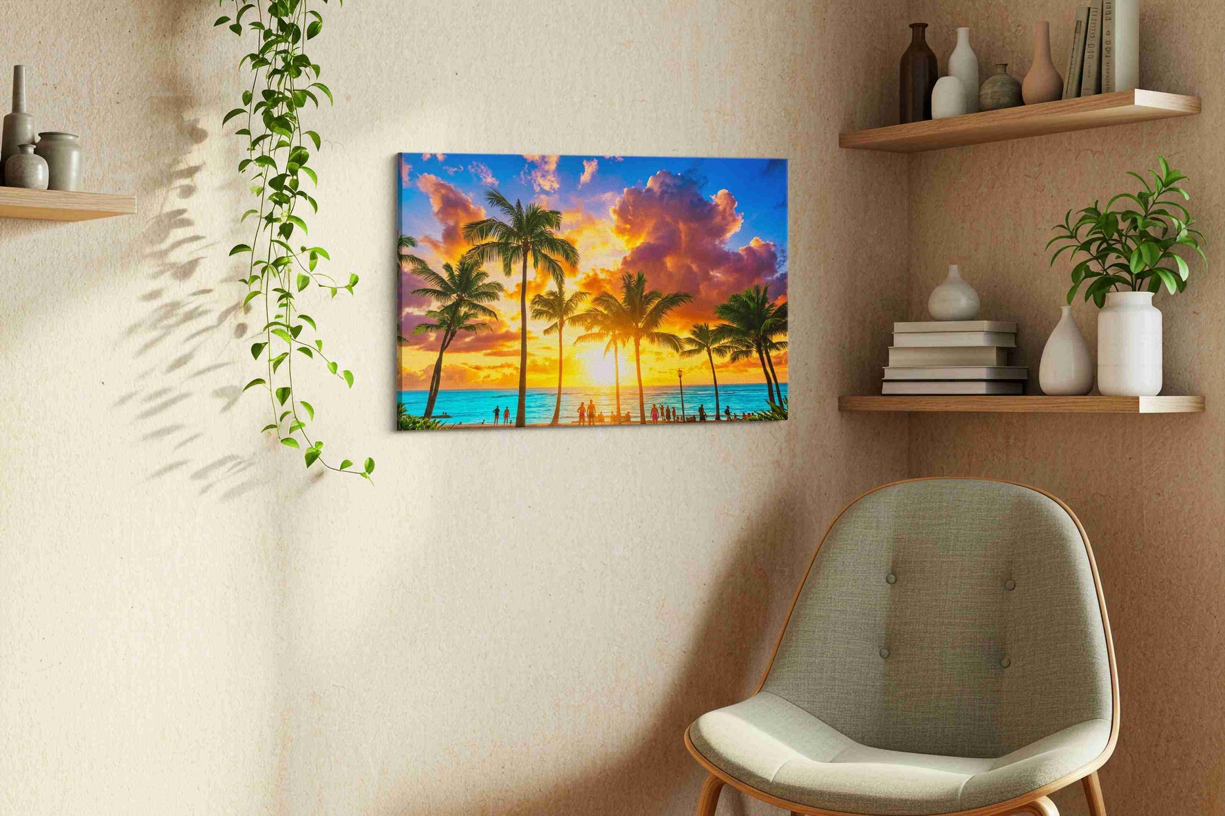 Sunset Serenity summer canvas print in a living room scene