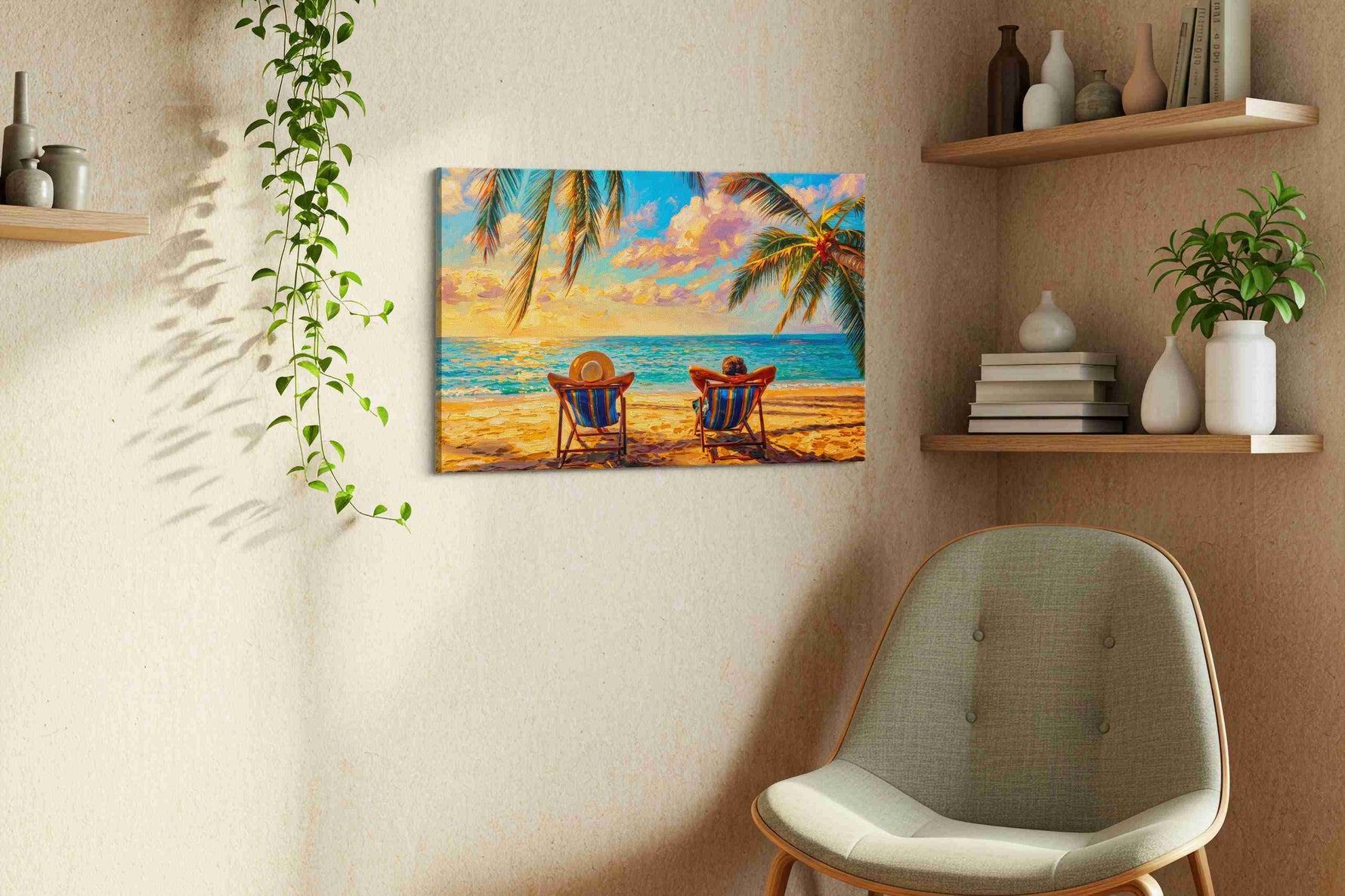 Sunset Serenity Escape summer canvas print, displayed in a living room