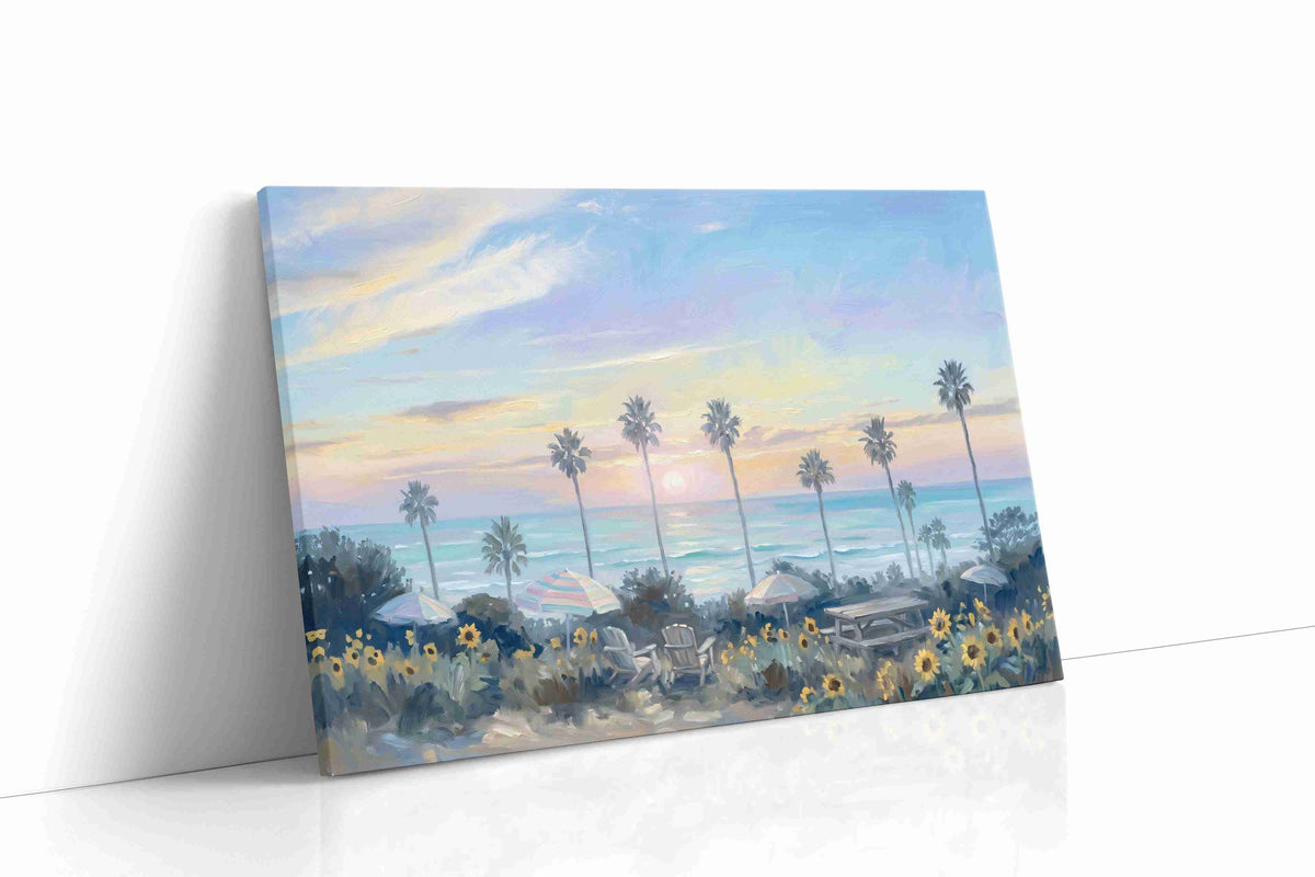 Sunset Serenity by the Sea beach canvas print gallery-wrapped landscape canvas studio shot
