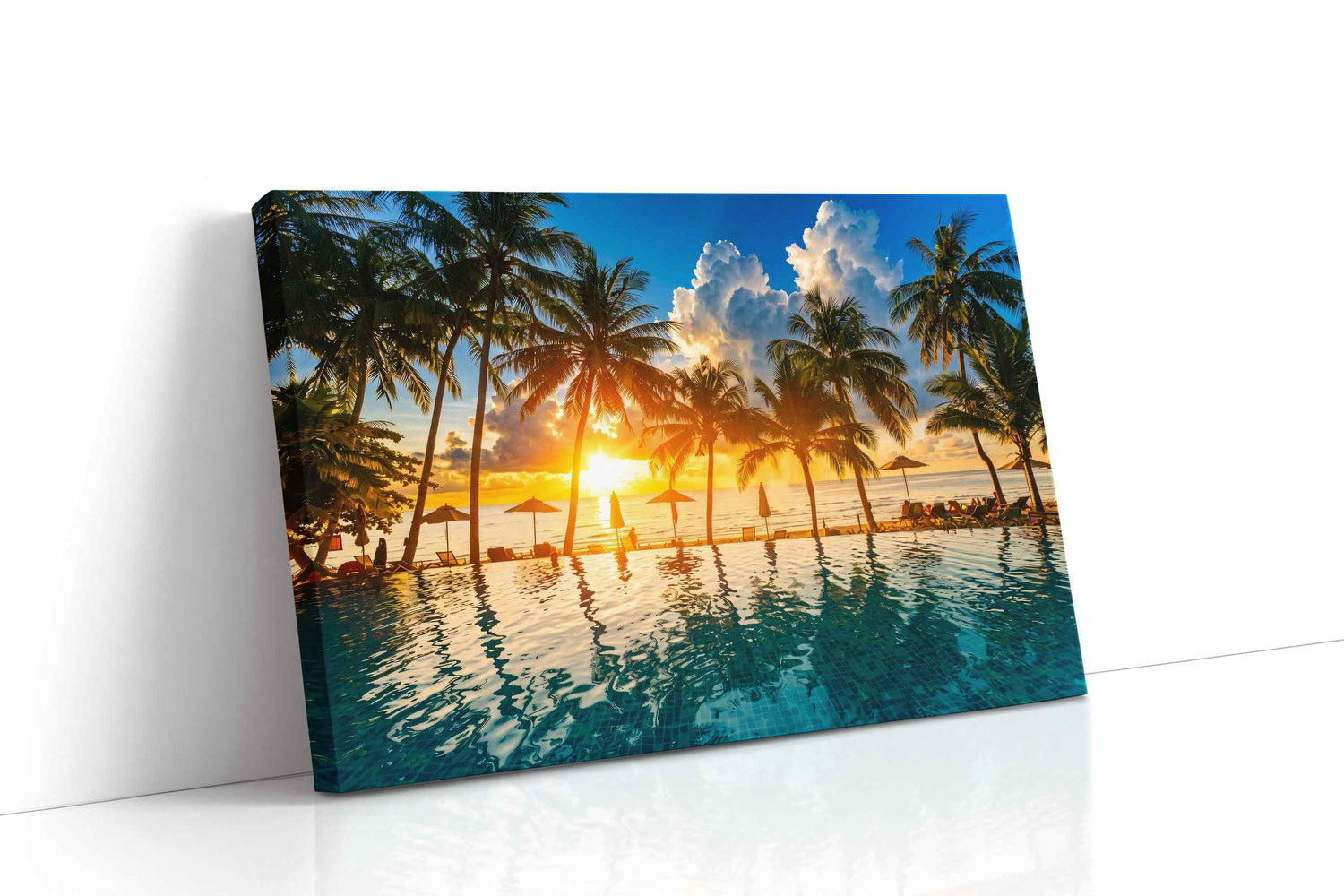 Sunset Silhouettes summer canvas print, gallery-wrapped, ready to hang