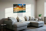 Sunset Silhouettes summer canvas print in a living room scene