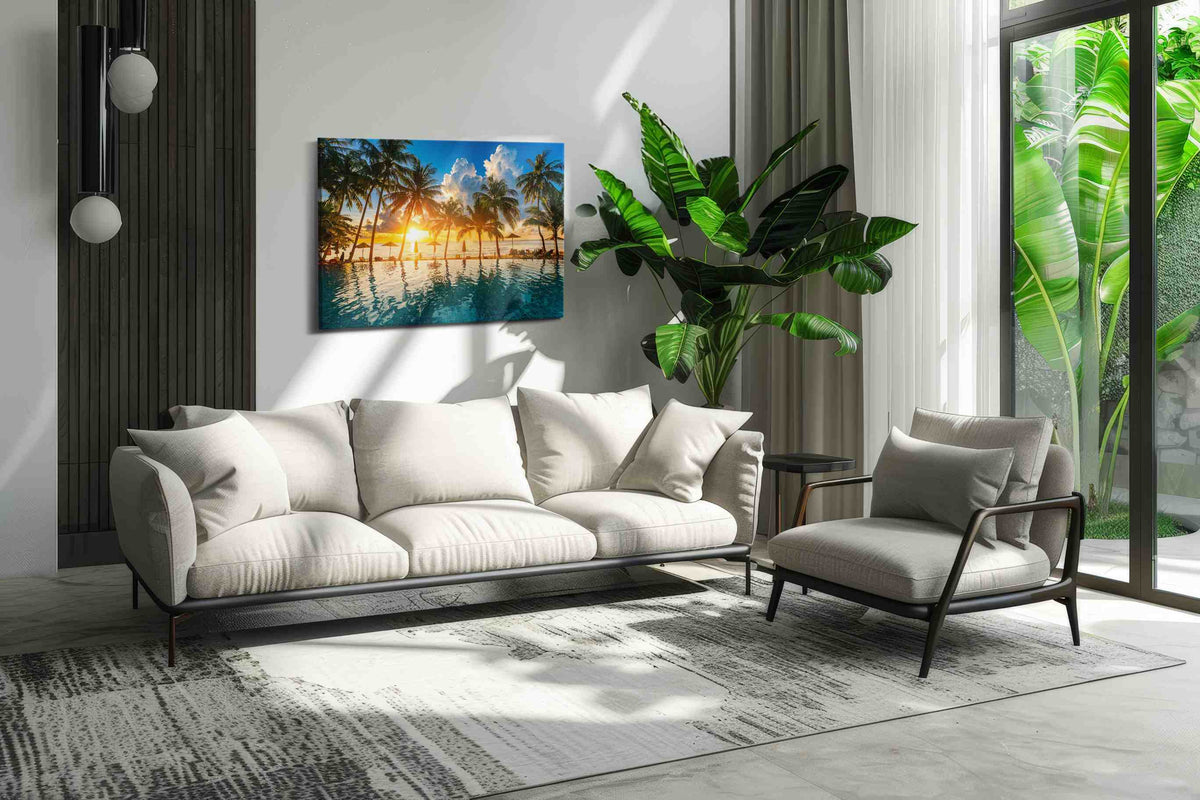 Sunset Silhouettes summer canvas print, on wall, lifestyle preview