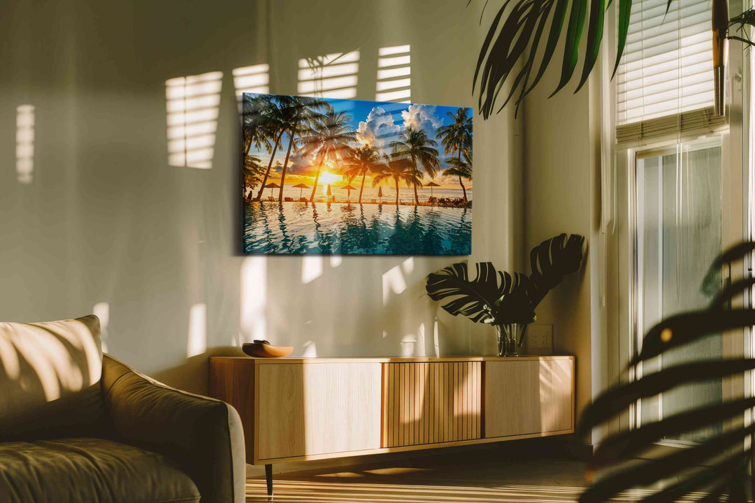 Sunset Silhouettes - Summer, Summer Wall Art, Seasonal Canvas Print, Bright Decor