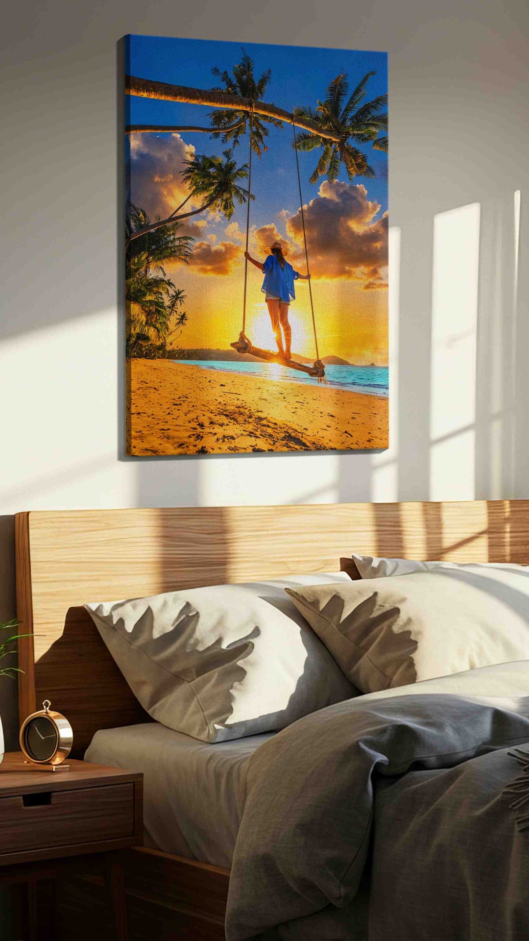 Swing into Sunset Serenity - Summer, Summer Wall Art, Seasonal Canvas Print, Bright Decor