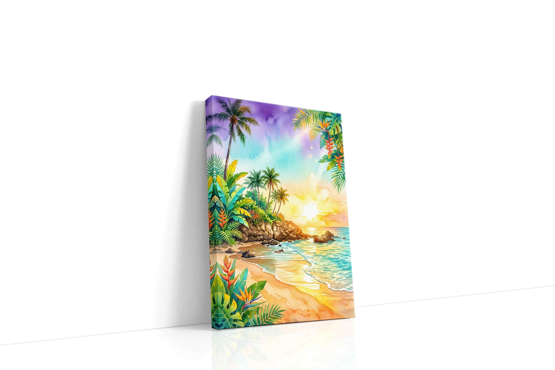 Tropical Radiance at Sunset beach canvas print gallery-wrapped portrait canvas studio shot