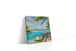 Tropical Tranquility Getaway summer canvas print gallery-wrapped square canvas studio shot