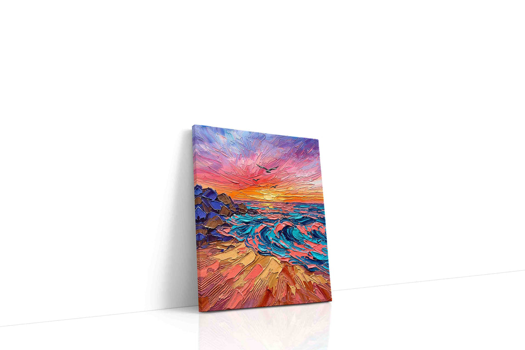 Vibrant Sunset Symphony - Beach Wall Art, Coastal Canvas Print, Tropical Decor