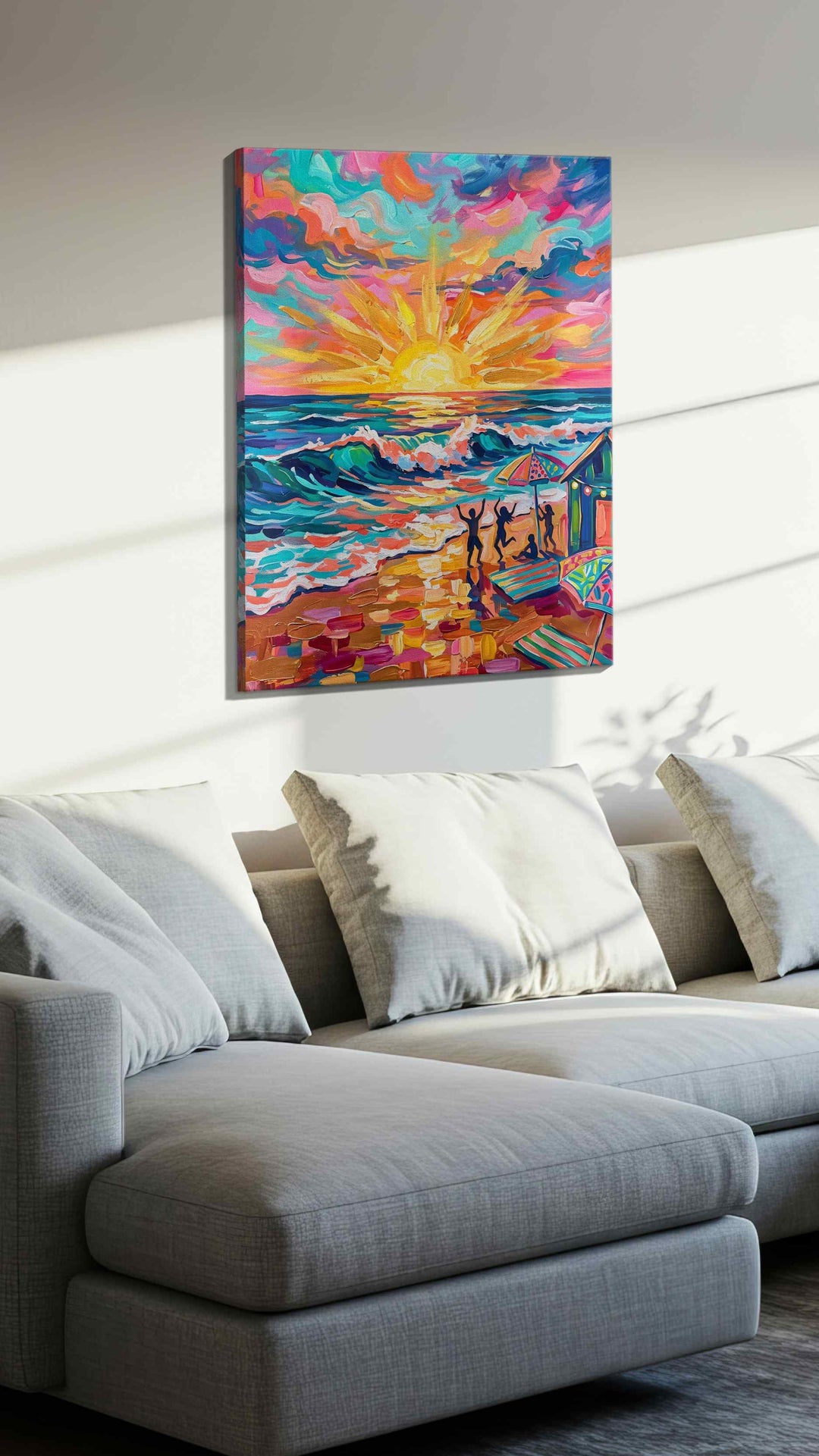 Vibrant Sunset Symphony II - Beach Wall Art, Coastal Canvas Print, Tropical Decor