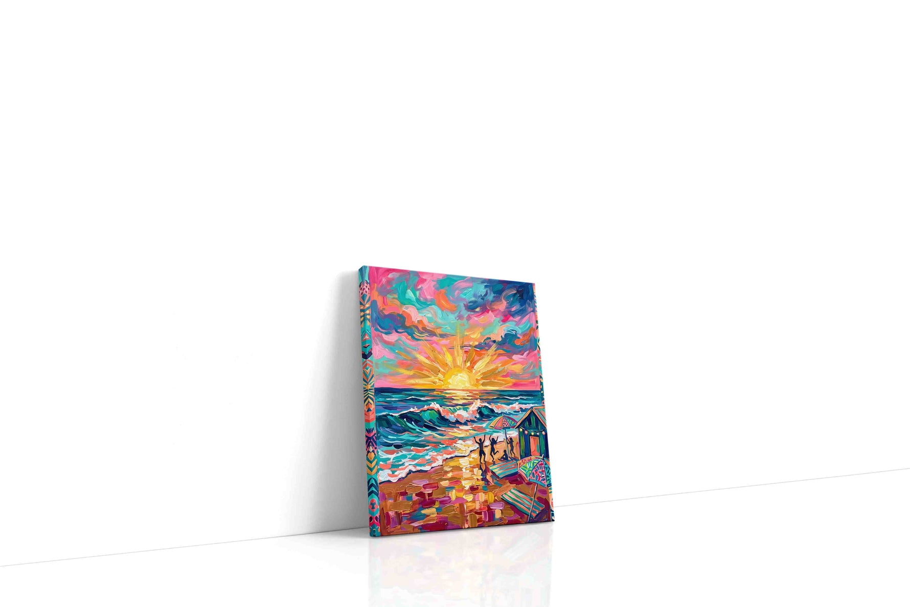 Vibrant Sunset Symphony II beach canvas print gallery-wrapped portrait canvas studio shot