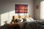 Whispers of the Celestial Shore beach canvas print, displayed in a bedroom