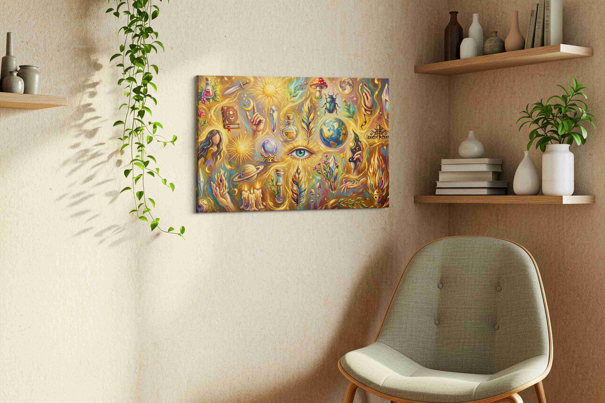 Celestial Dreams and Earthly Wonders - Fortune, Feng Shui Wall Art, Prosperity Canvas Print, Good Luck Decor