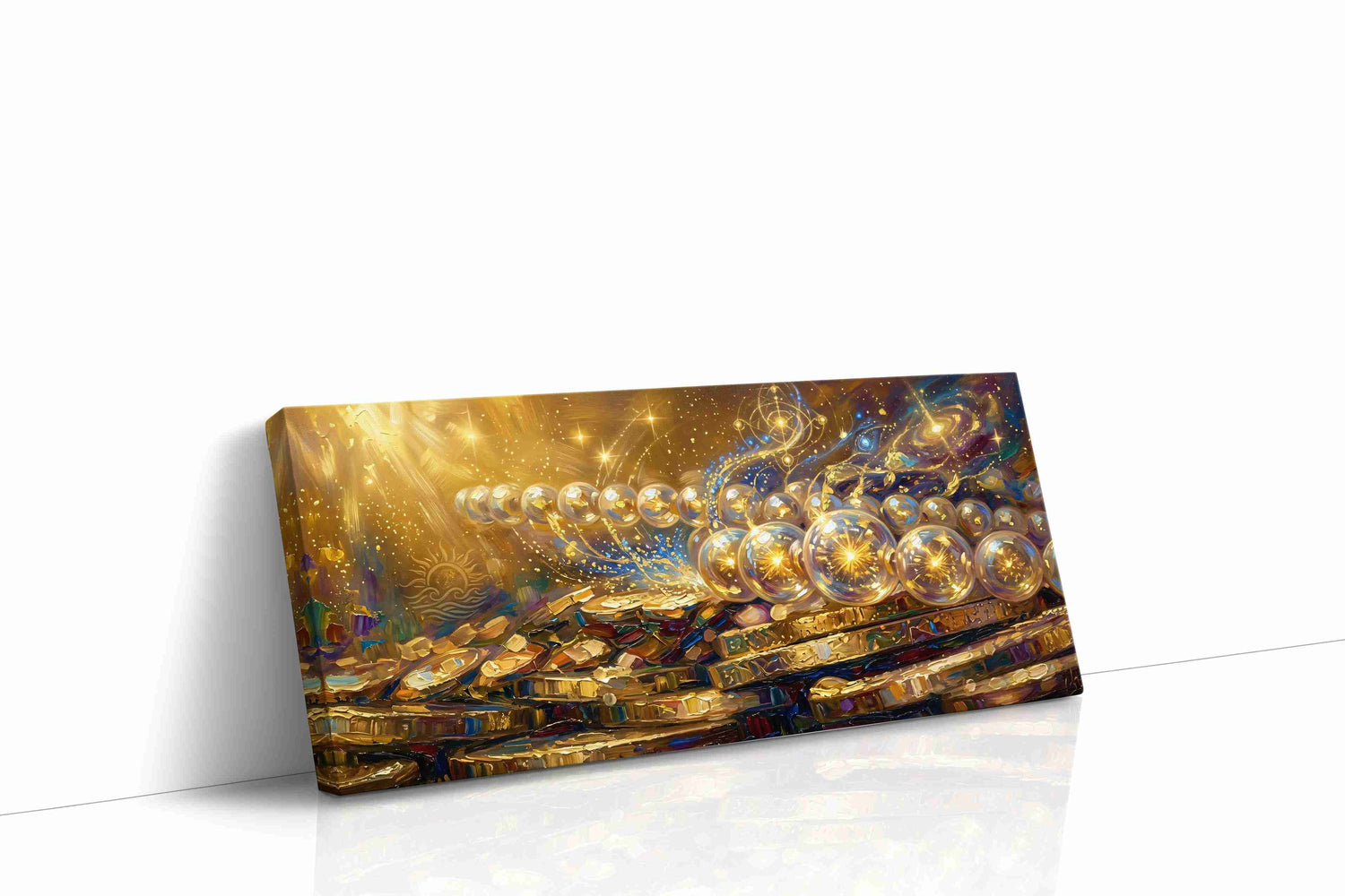 Celestial Whispers of Gold fortune canvas print, gallery-wrapped, ready to hang