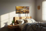 Celestial Whispers of Gold fortune canvas print, displayed in a bedroom