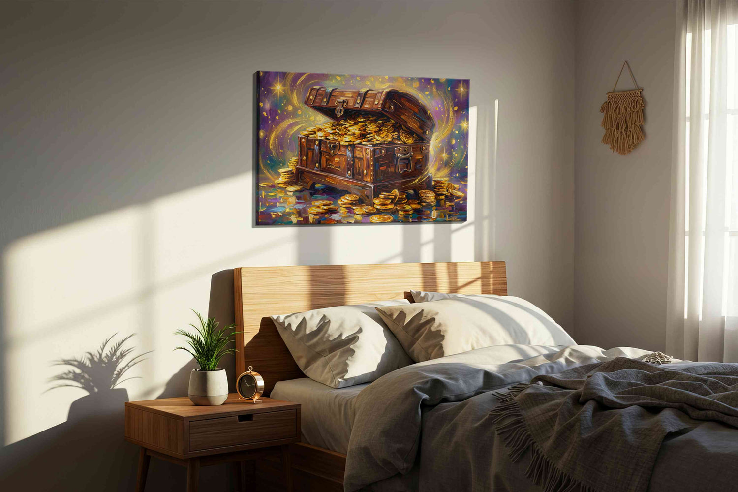 Chest of Glimmering Dreams - Fortune, Feng Shui Wall Art, Prosperity Canvas Print, Good Luck Decor