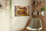 Chest of Glimmering Dreams fortune canvas print, displayed in a living room