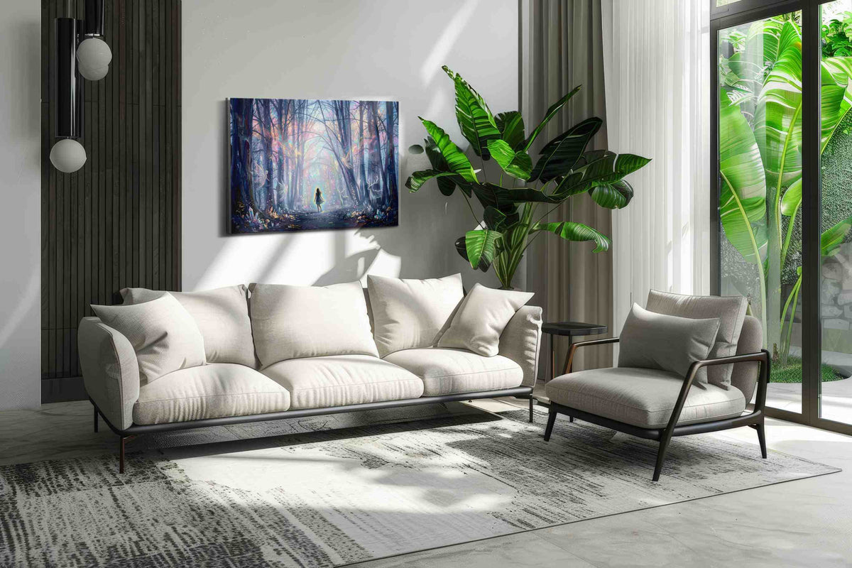 Enchanted Forest Awakening nature canvas print, on wall, lifestyle preview