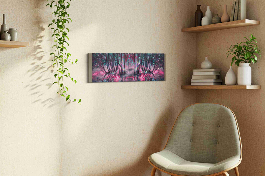 Enchanted Forest's Luminous Dream fantasy canvas print, hanging on wall — view 2