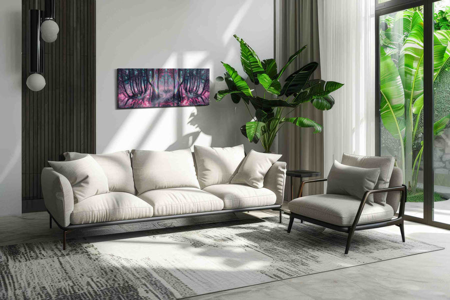 Enchanted Forest's Luminous Dream fantasy canvas print, hanging on wall