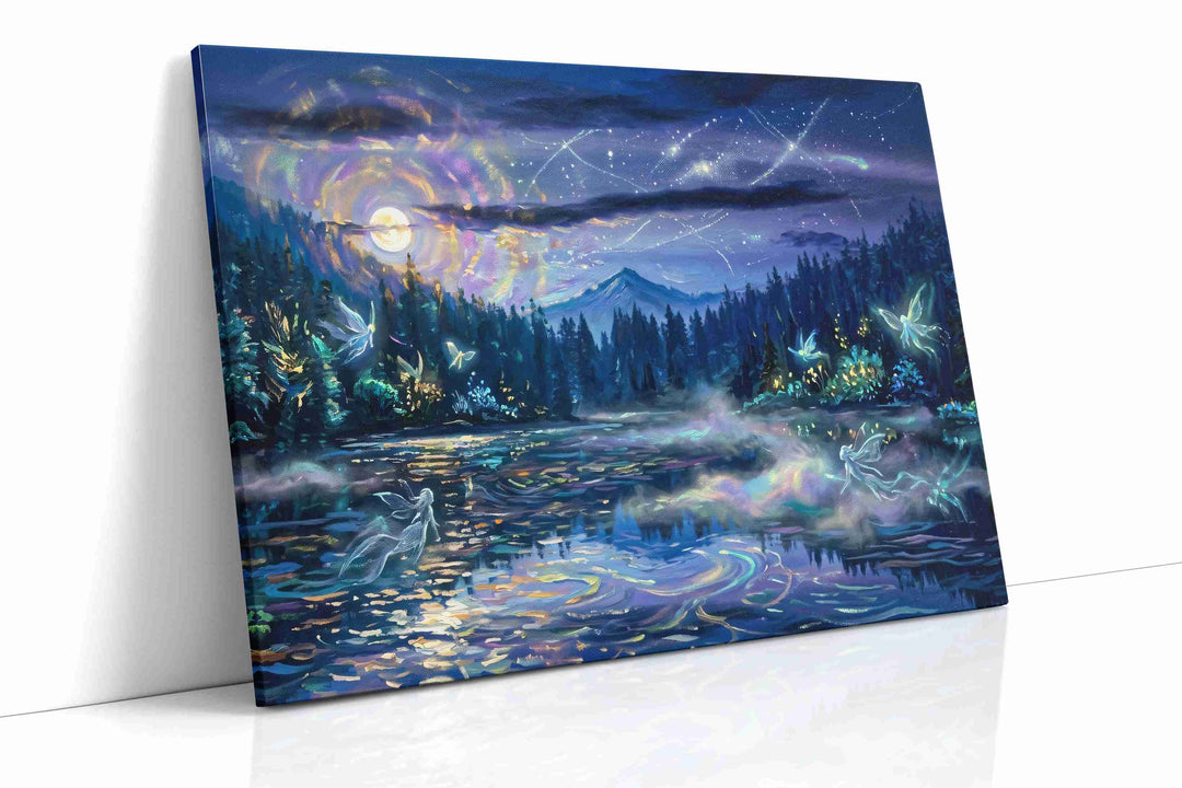Enchanted Moonlit Sanctuary - Fantasy Wall Art, Magical Canvas Print, Mythical Art