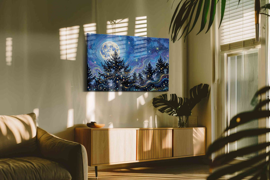 Enchanted Night Symphony fantasy canvas print, on wall, lifestyle preview