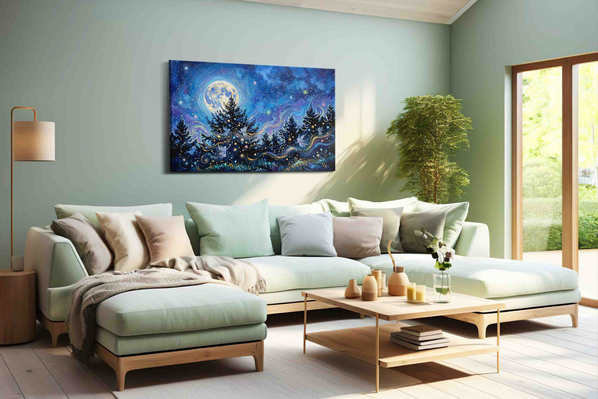Enchanted Night Symphony fantasy canvas print, hanging on wall