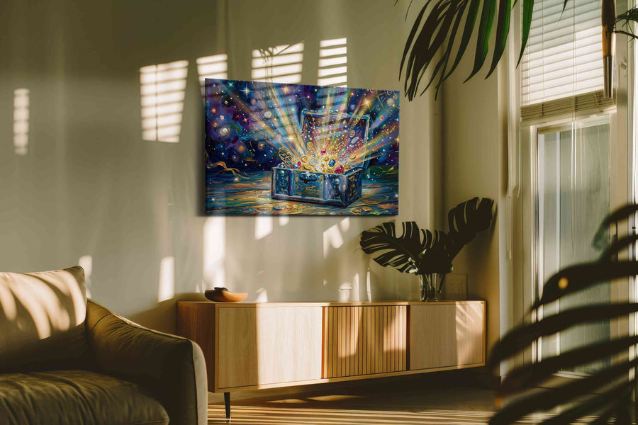 Galactic Treasure Unveiled fortune canvas print in a hung canvas mockup