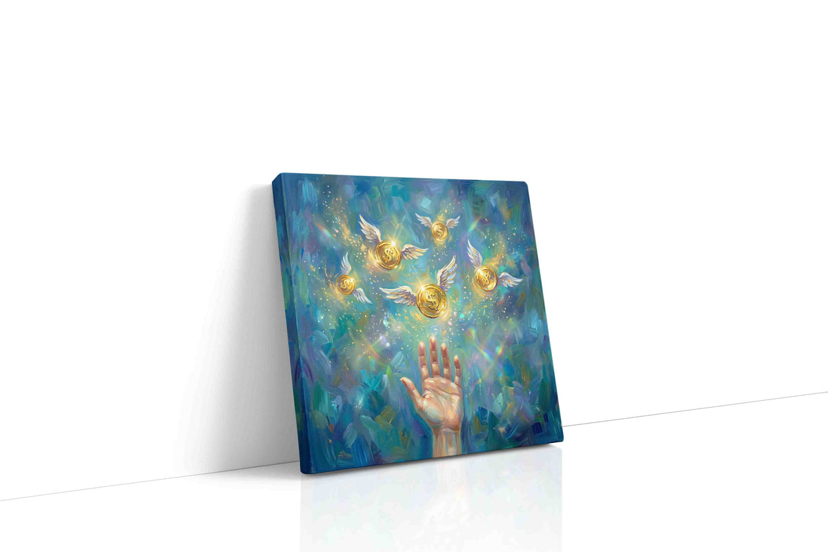 Golden Dreams Ascend fortune canvas print gallery-wrapped square canvas studio shot