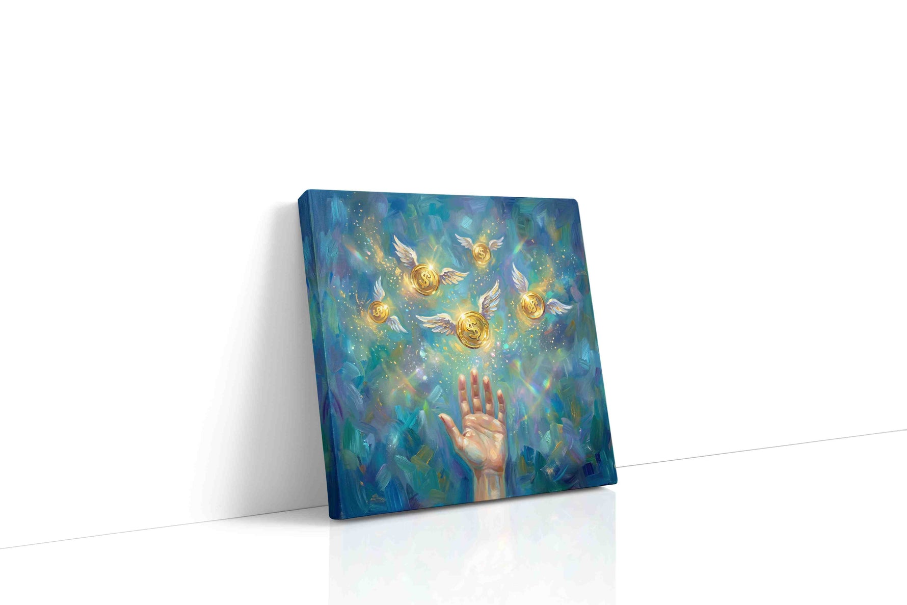 Golden Dreams Ascend fortune canvas print gallery-wrapped square canvas studio shot