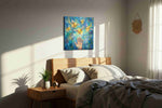 Golden Dreams Ascend fortune canvas print, displayed in a bedroom