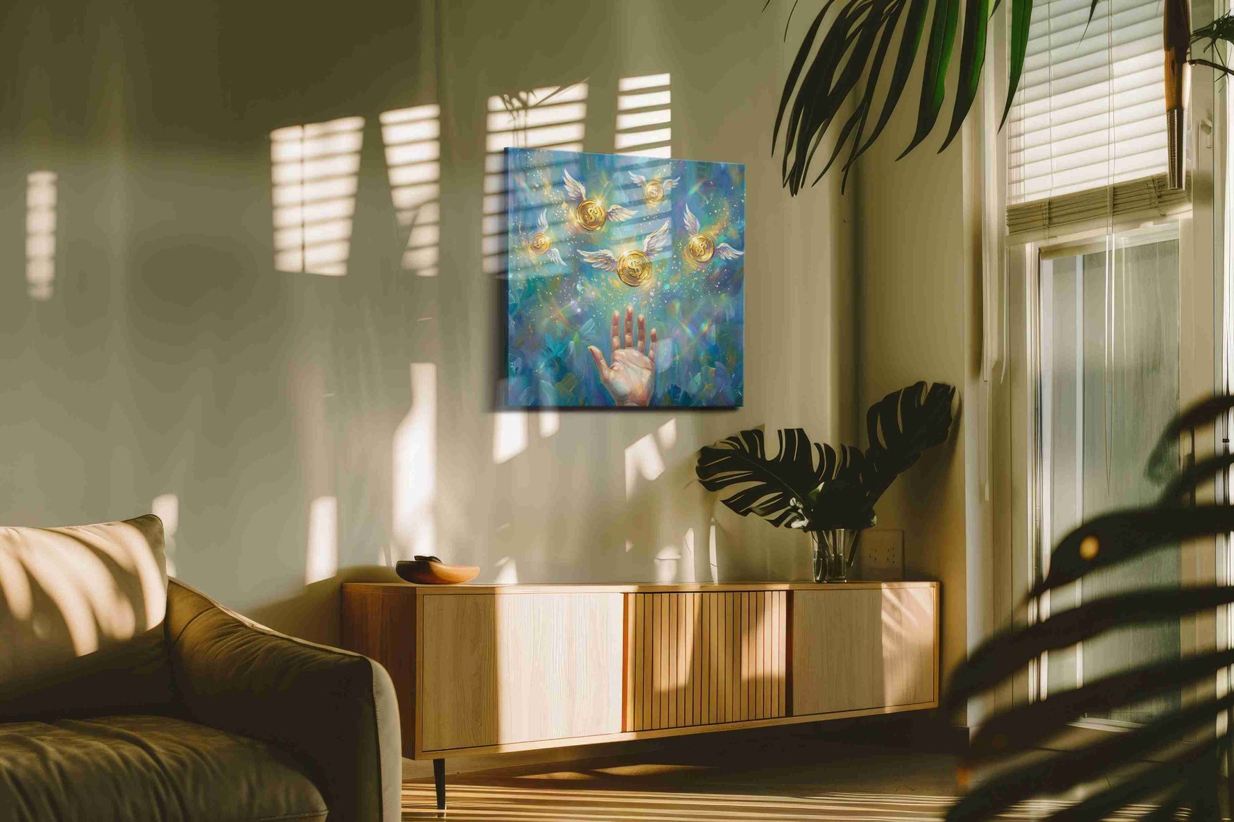 Golden Dreams Ascend fortune canvas print, on wall, lifestyle preview